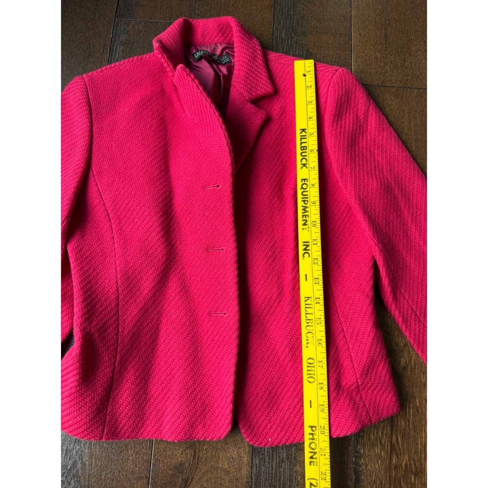 Lafayette 148 New York Petite Pink wool Textured 3 Button Blazer Size 8P - Picture 7 of 9